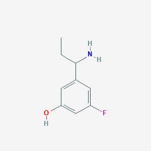 molecular formula C9H12FNO B12947828 3-(1-Aminopropyl)-5-fluorophenol 