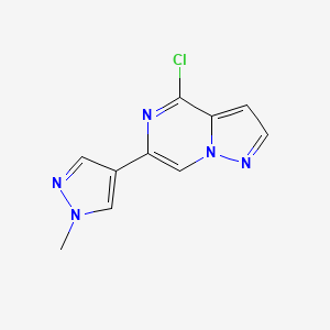 molecular formula C10H8ClN5 B12947835 4-Chloro-6-(1-methyl-1H-pyrazol-4-yl)pyrazolo[1,5-a]pyrazine CAS No. 1940180-18-6