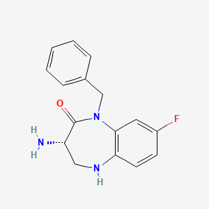 molecular formula C16H16FN3O B12947959 (S)-3-Amino-1-benzyl-8-fluoro-1,3,4,5-tetrahydro-2H-benzo[b][1,4]diazepin-2-one 