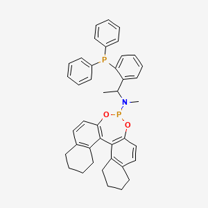 molecular formula C41H41NO2P2 B12948057 N-[1-(2-diphenylphosphanylphenyl)ethyl]-N-methyl-12,14-dioxa-13-phosphapentacyclo[13.8.0.02,11.03,8.018,23]tricosa-1(15),2(11),3(8),9,16,18(23)-hexaen-13-amine 