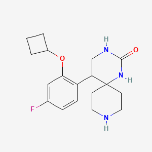 molecular formula C18H24FN3O2 B12948066 5-(2-Cyclobutoxy-4-fluorophenyl)-1,3,9-triazaspiro[5.5]undecan-2-one 