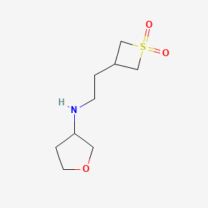 molecular formula C9H17NO3S B12948232 3-(2-((Tetrahydrofuran-3-yl)amino)ethyl)thietane 1,1-dioxide 