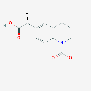 molecular formula C17H23NO4 B12948242 (R)-2-(1-(tert-Butoxycarbonyl)-1,2,3,4-tetrahydroquinolin-6-yl)propanoic acid 