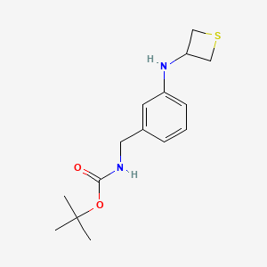 molecular formula C15H22N2O2S B12948286 tert-Butyl (3-(thietan-3-ylamino)benzyl)carbamate 