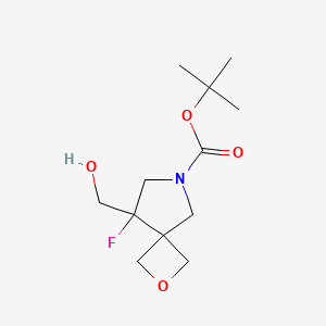 molecular formula C12H20FNO4 B12948287 tert-Butyl 8-fluoro-8-(hydroxymethyl)-2-oxa-6-azaspiro[3.4]octane-6-carboxylate 