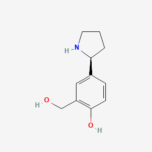 molecular formula C11H15NO2 B12948304 (S)-2-(Hydroxymethyl)-4-(pyrrolidin-2-yl)phenol 