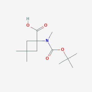 molecular formula C13H23NO4 B12948415 1-((tert-Butoxycarbonyl)(methyl)amino)-3,3-dimethylcyclobutane-1-carboxylic acid 