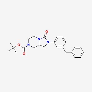 molecular formula C24H29N3O3 B12948470 Imidazo[1,5-a]pyrazine-7(1H)-carboxylic acid, hexahydro-3-oxo-2-[3-(phenylmethyl)phenyl]-, 1,1-dimethylethyl ester 