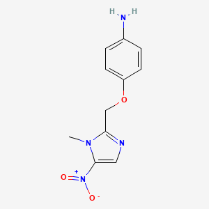 molecular formula C11H12N4O3 B12948531 4-((1-Methyl-5-nitro-1H-imidazol-2-yl)methoxy)aniline CAS No. 61800-00-8