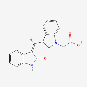 molecular formula C19H14N2O3 B12948569 2-(3-((2-Oxoindolin-3-ylidene)methyl)-1H-indol-1-yl)acetic acid 