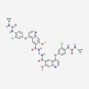 molecular formula C43H38Cl2N8O8 B12948600 N,N'-methylenebis(4-(3-chloro-4-(3-cyclopropylureido)phenoxy)-7-methoxyquinoline-6-carboxamide) 