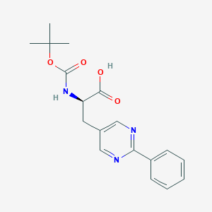 molecular formula C18H21N3O4 B12948622 (R)-2-((tert-Butoxycarbonyl)amino)-3-(2-phenylpyrimidin-5-yl)propanoic acid 