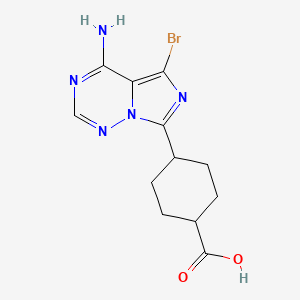 molecular formula C12H14BrN5O2 B12948638 trans-4-(4-Amino-5-bromo-imidazo[5,1-f][1,2,4]triazin-7-yl)-cyclohexanecarboxylic acid 