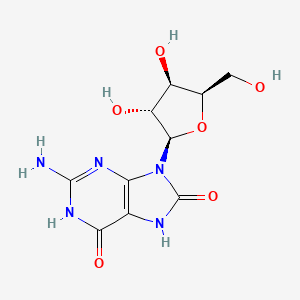 molecular formula C10H13N5O6 B12948659 2-Amino-9-((2R,3R,4R,5R)-3,4-dihydroxy-5-(hydroxymethyl)tetrahydrofuran-2-yl)-3H-purine-6,8(7H,9H)-dione 