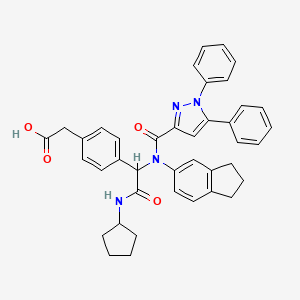 2-(4-(2-(Cyclopentylamino)-1-(N-(2,3-dihydro-1H-inden-5-yl)-1,5-diphenyl-1H-pyrazole-3-carboxamido)-2-oxoethyl)phenyl)acetic acid