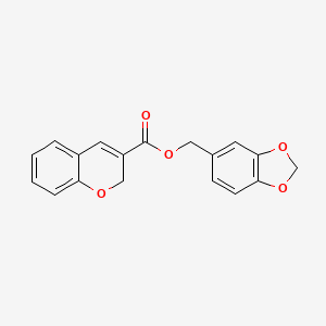 molecular formula C18H14O5 B12948675 Benzo[d][1,3]dioxol-5-ylmethyl 2H-chromene-3-carboxylate 