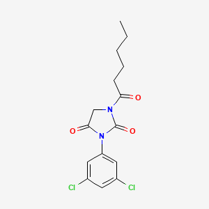 molecular formula C15H16Cl2N2O3 B12948697 3-(3,5-Dichlorophenyl)-1-hexanoylimidazolidine-2,4-dione CAS No. 90815-18-2