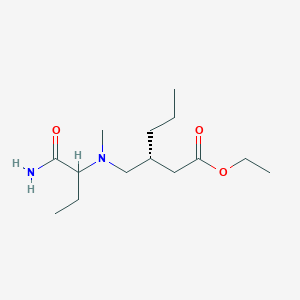 molecular formula C14H28N2O3 B12948727 (3R)-Ethyl 3-(((1-amino-1-oxobutan-2-yl)(methyl)amino)methyl)hexanoate 