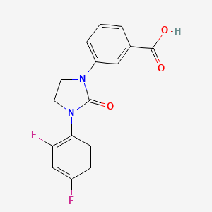 molecular formula C16H12F2N2O3 B12948741 Benzoic acid, 3-[3-(2,4-difluorophenyl)-2-oxo-1-imidazolidinyl]- CAS No. 651749-16-5