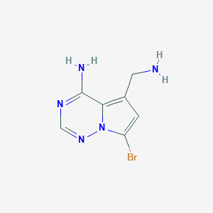 molecular formula C7H8BrN5 B12948750 5-(Aminomethyl)-7-bromopyrrolo[2,1-f][1,2,4]triazin-4-amine 