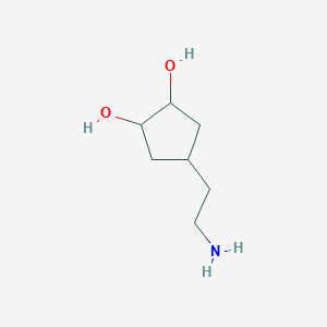 molecular formula C7H15NO2 B12948784 4-(2-Aminoethyl)cyclopentane-1,2-diol 