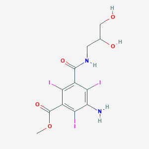 molecular formula C12H13I3N2O5 B12948795 Methyl 3-amino-5-((2,3-dihydroxypropyl)carbamoyl)-2,4,6-triiodobenzoate 