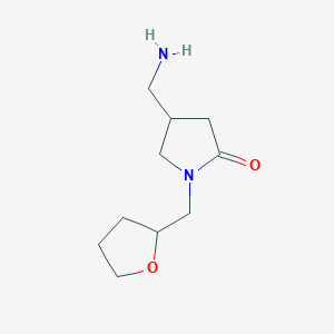 molecular formula C10H18N2O2 B12948816 4-(Aminomethyl)-1-((tetrahydrofuran-2-yl)methyl)pyrrolidin-2-one 