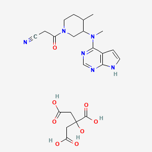 molecular formula C22H28N6O8 B12948830 3-(4-Methyl-3-(methyl(7H-pyrrolo[2,3-d]pyrimidin-4-yl)amino)piperidin-1-yl)-3-oxopropanenitrile 2-hydroxypropane-1,2,3-tricarboxylate 