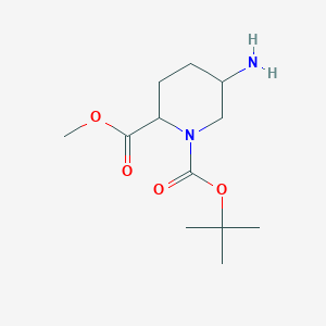 molecular formula C12H22N2O4 B12948840 cis-1-tert-Butyl 2-methyl 5-aminopiperidine-1,2-dicarboxylate 