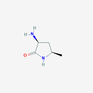 molecular formula C5H10N2O B12948920 (3S,5R)-3-Amino-5-methylpyrrolidin-2-one 