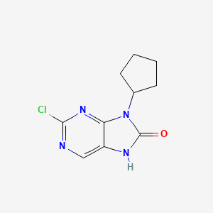 molecular formula C10H11ClN4O B12949134 2-Chloro-9-cyclopentyl-7H-purin-8-one 