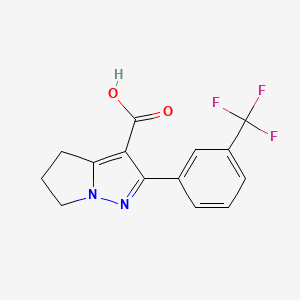 molecular formula C14H11F3N2O2 B12949201 2-(3-(Trifluoromethyl)phenyl)-5,6-dihydro-4H-pyrrolo[1,2-b]pyrazole-3-carboxylic acid 