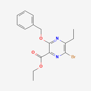 molecular formula C16H17BrN2O3 B12949251 Ethyl 3-(benzyloxy)-6-bromo-5-ethylpyrazine-2-carboxylate 