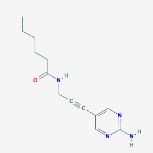 molecular formula C13H18N4O B12949266 N-(3-(2-Aminopyrimidin-5-yl)prop-2-yn-1-yl)hexanamide 