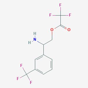 molecular formula C11H9F6NO2 B12949292 2-Amino-2-(3-(trifluoromethyl)phenyl)ethyl 2,2,2-trifluoroacetate 