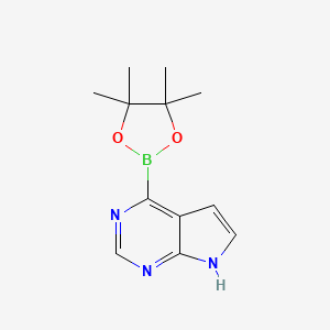 molecular formula C12H16BN3O2 B12949341 4-(4,4,5,5-Tetramethyl-1,3,2-dioxaborolan-2-YL)-7H-pyrrolo[2,3-D]pyrimidine 