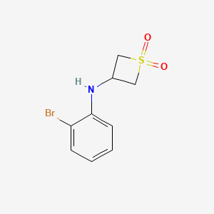 molecular formula C9H10BrNO2S B12949377 3-((2-Bromophenyl)amino)thietane 1,1-dioxide 