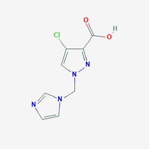 molecular formula C8H7ClN4O2 B12949402 1-((1H-Imidazol-1-yl)methyl)-4-chloro-1H-pyrazole-3-carboxylic acid 