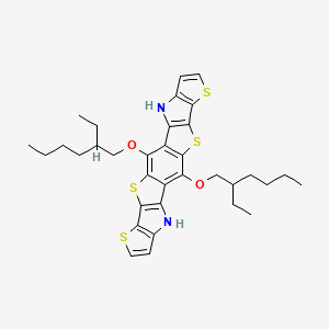 molecular formula C34H40N2O2S4 B12949428 2,14-bis(2-ethylhexoxy)-9,12,21,24-tetrathia-5,17-diazaheptacyclo[13.9.0.03,13.04,11.06,10.016,23.018,22]tetracosa-1(15),2,4(11),6(10),7,13,16(23),18(22),19-nonaene 