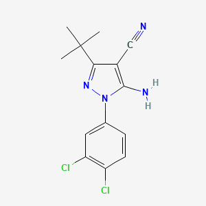 molecular formula C14H14Cl2N4 B12949438 5-Amino-3-(tert-butyl)-1-(3,4-dichlorophenyl)-1H-pyrazole-4-carbonitrile 