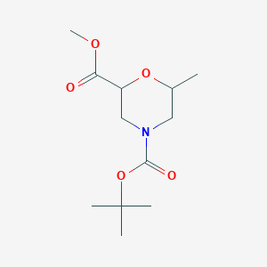 molecular formula C12H21NO5 B12949479 4-(tert-Butyl) 2-methyl 6-methylmorpholine-2,4-dicarboxylate 