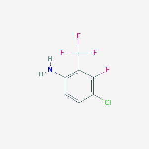 molecular formula C7H4ClF4N B12949483 4-Chloro-3-fluoro-2-(trifluoromethyl)aniline 