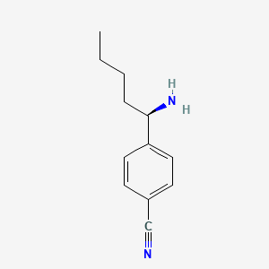 molecular formula C12H16N2 B12949527 (R)-4-(1-Aminopentyl)benzonitrile 