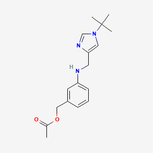 molecular formula C17H23N3O2 B12949557 3-(((1-(tert-Butyl)-1H-imidazol-4-yl)methyl)amino)benzyl acetate 