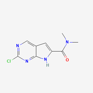 molecular formula C9H9ClN4O B12949561 2-chloro-N,N-dimethyl-7H-pyrrolo[2,3-d]pyrimidine-6-carboxamide 