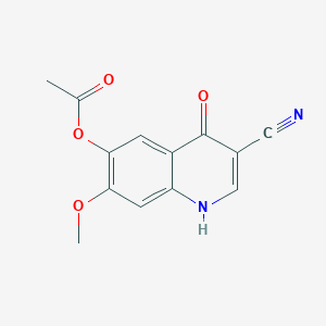 molecular formula C13H10N2O4 B12949613 6-(Acetyloxy)-4-hydroxy-7-methoxy-3-quinolinecarbonitrile 