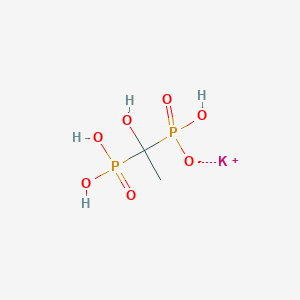 molecular formula C2H7KO7P2 B12949697 Potassium hydrogen (1-hydroxy-1-phosphonoethyl)phosphonate CAS No. 13502-12-0