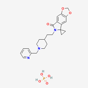 molecular formula C24H30N3O7P B12949755 6'-(2-(1-(Pyridin-2-ylmethyl)piperidin-4-yl)ethyl)spiro[cyClopropane-1,5'-[1,3]dioxolo[4,5-f]isoindol]-7'(6'H)-one phosphate 