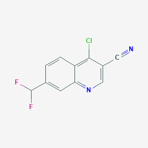 molecular formula C11H5ClF2N2 B12949760 4-Chloro-7-(difluoromethyl)quinoline-3-carbonitrile 