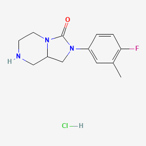 molecular formula C13H17ClFN3O B12949763 2-(4-fluoro-3-methylphenyl)-1,5,6,7,8,8a-hexahydroimidazo[1,5-a]pyrazin-3-one;hydrochloride 